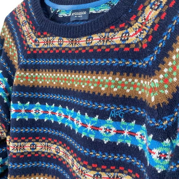 McGregor Nordic Fair Isle Sweater Men Academia Cabin Ski Snow Lambs Wool XL - Picture 4 of 11